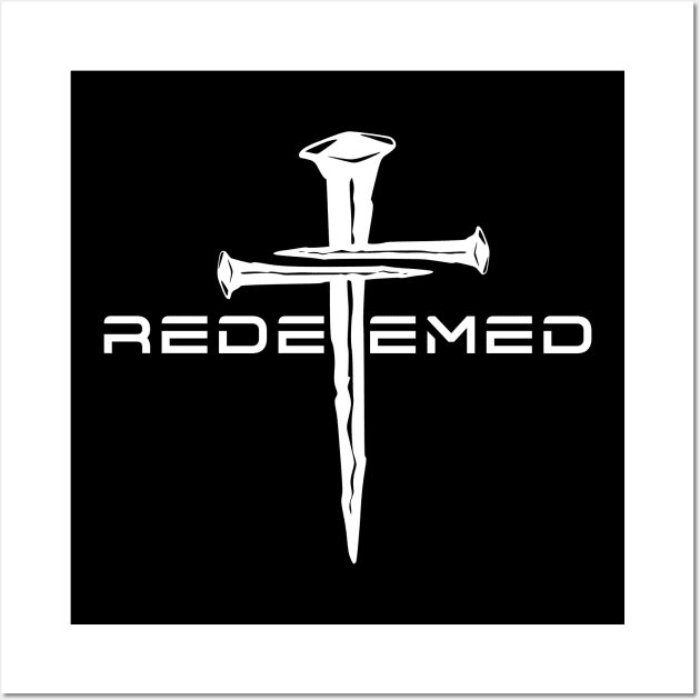 Redeemed White 3 Nail Cross, Unisex Christian Cotton T-Shirt, Stylish White Imagery, Trendy Spiritual Shirt, Christian Apparel, Comy, Soft Wall Art by Yendarg Productions